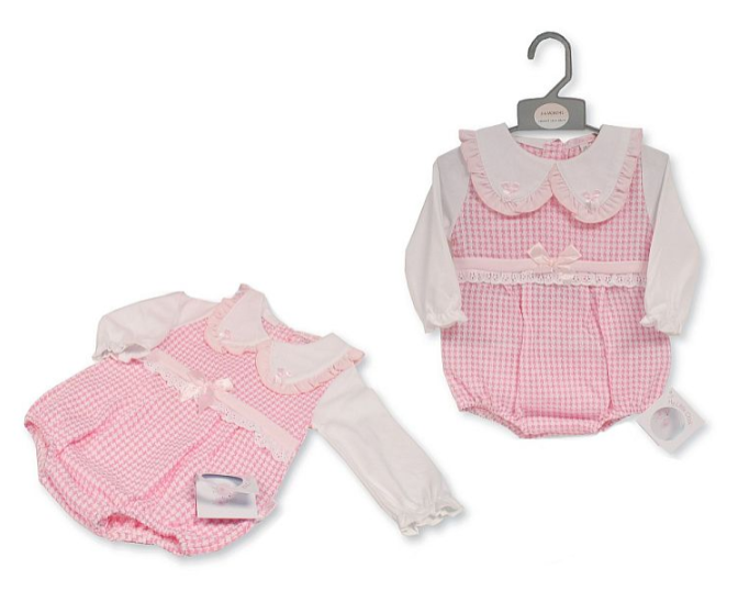 Baby Girls Short Romper with Lace and Bows (PK6) (NB-6) BIS-2020-2569