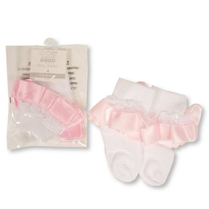 Baby Lace Socks - Pink (PK6) (0-18 Months) BW-61-2233P