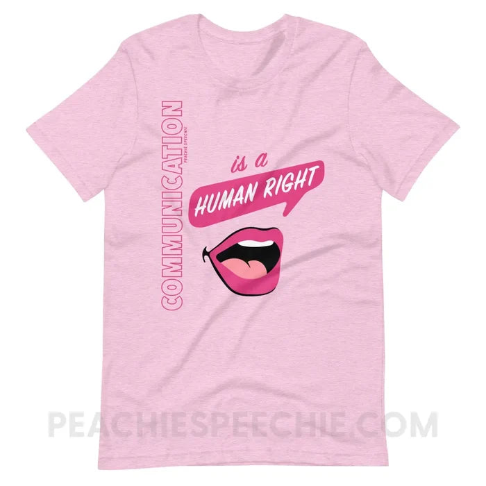 Communication Is A Human Right Premium Soft Tee - Heather Prism Lilac / XS - peachiespeechie.com