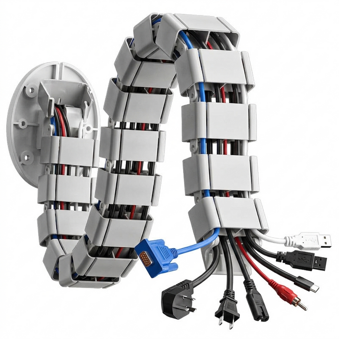 Flexible Wire and Cable Manager Spine for All Types of Office and Home Tables, Under-Desk Wire Organizer Cord Protector