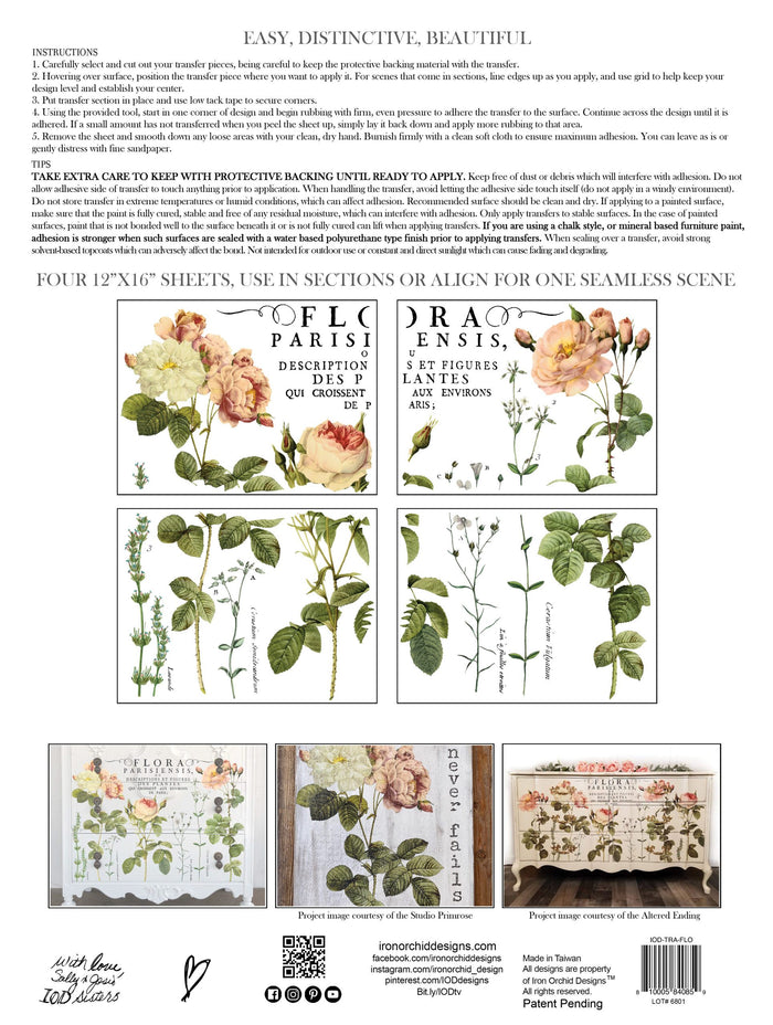 FLORA PARISIENSIS IOD TRANSFER 12×16 PAD