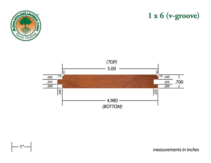 FSC® 1x6 Cumaru 45° V-Groove - Advantage Lumber