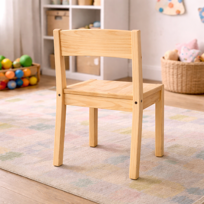 Handcrafted Solid Pine Wood Kids Chair, or Durable Wooden Study Chair for Kids, or Natural Finish