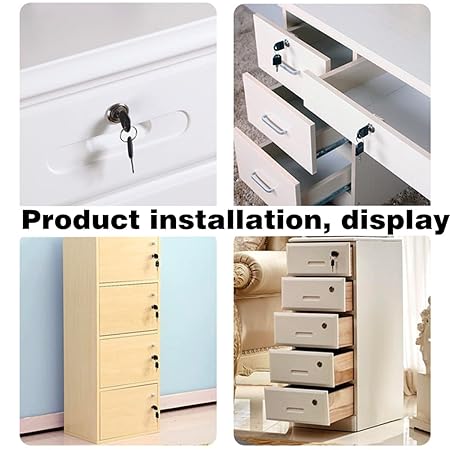 Heavy-Duty Drawer and Cabinet Deadbolt Lock, Chrome Finish Furniture Lock with 2 Keys and Mounting Hardware