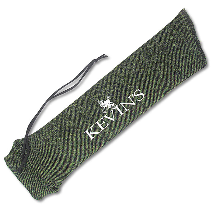 13.5-inch olive green silicone-treated cotton pistol sock with a black drawstring and white Kevin's logo.