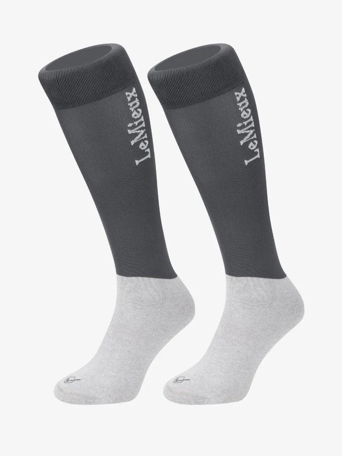 LeMieux Twin Pack Competition Socks - Slate Grey - Small