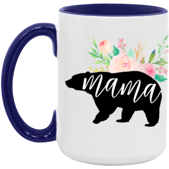 Mama Bear ceramic coffee mug in White/Midnight Blue