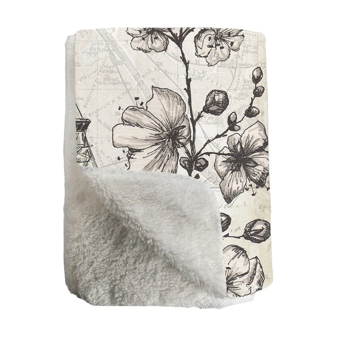 Paris in Bloom Sherpa Throw Blanket