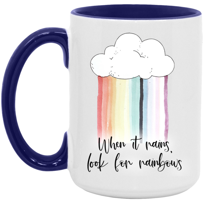 When It Rains Look For Rainbows ceramic coffee mug, product photo 7