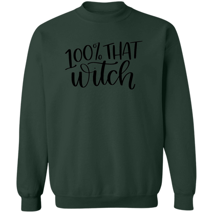 100% That Witch crewneck sweatshirt in Forest Green