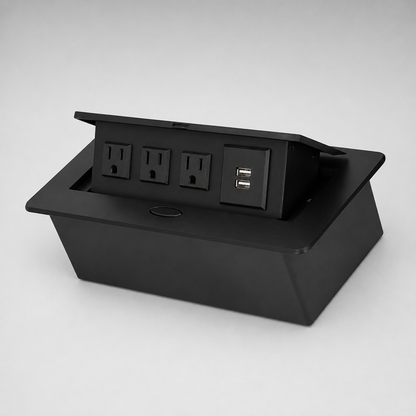 3 Plug with 2 USB Port Pop up Box for all Table Multimedia Desktop Socket for Conference Room or Tabletop Use