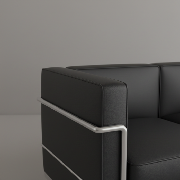 3 Seater Modern Design Sofa Made in Plyboard Frame and Leatherette Upholstery and SS Metal Frame and Leg Base