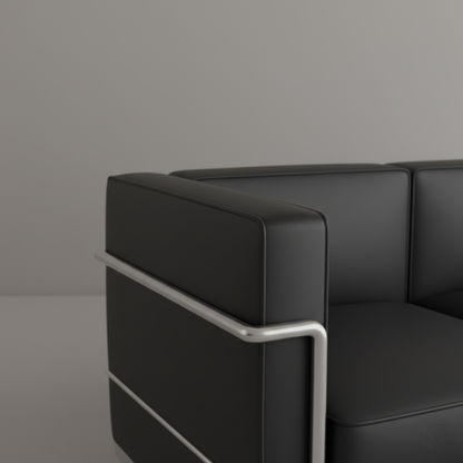 3 Seater Modern Design Sofa Made in Plyboard Frame and Leatherette Upholstery and SS Metal Frame and Leg Base