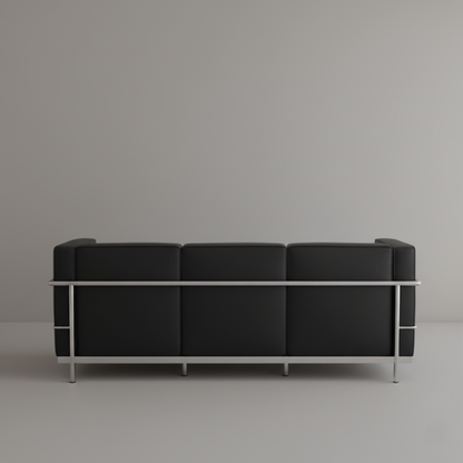 3 Seater Modern Design Sofa Made in Plyboard Frame and Leatherette Upholstery and SS Metal Frame and Leg Base