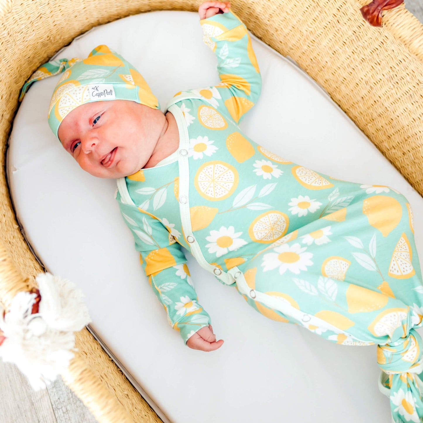 Newborn Knotted Gown - Lemon