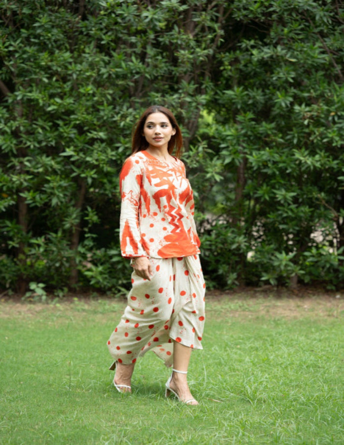 Afsoon Red Dhoti Kurta