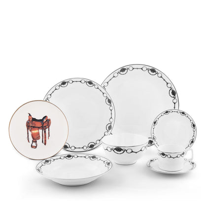 Amarillo Western Saddle Pattern Bone China Round Salad Plate