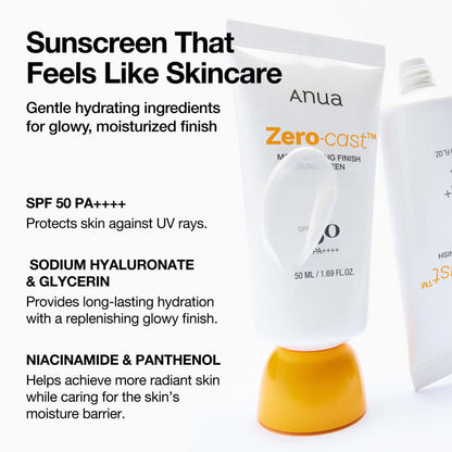 Anua Zero-Cast Moisturizing Finish Sunscreen 50ml