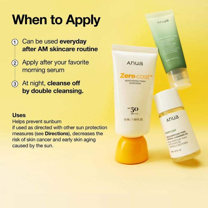 Anua Zero-Cast Moisturizing Finish Sunscreen 50ml