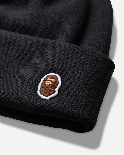 A Bathing Ape Ape Head One Point Knit Cap Black Hats Caps 1M80181004 BKX