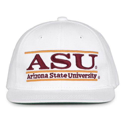 Arizona State Retro Bar snapback hat in white, front view