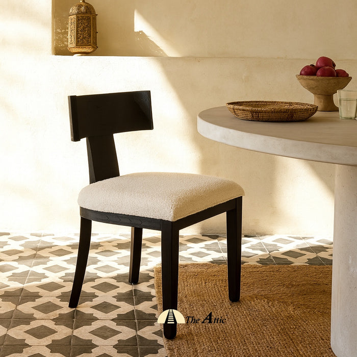 Aruba Dining Chair Black | White Boucle Upholstery - The Attic Dubai