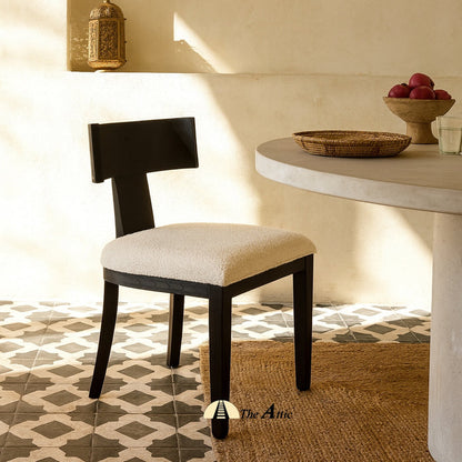 Aruba Dining Chair Black | White Boucle Upholstery - The Attic Dubai