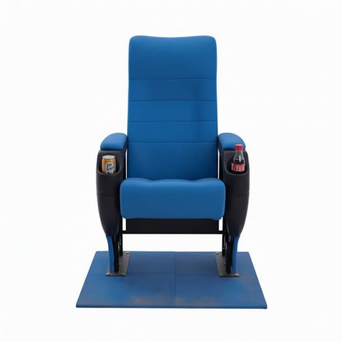 Auditorium Chair with Push Back Mechanism, PP Cup Holder, and Cushion on Sharing Armrest for Comfort Seating