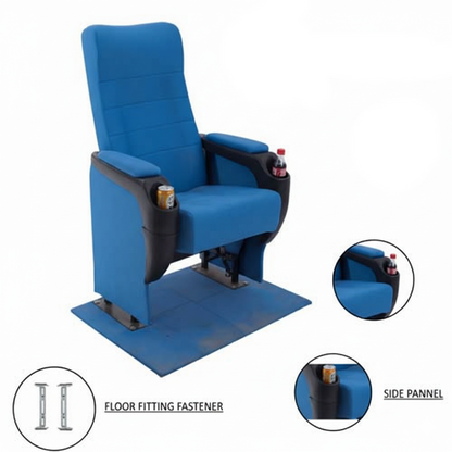 Auditorium Chair with Push Back Mechanism, PP Cup Holder, and Cushion on Sharing Armrest for Comfort Seating