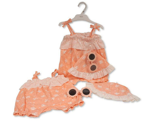 Baby Girls 2 pcs Romper Set with Sunglasses - Butterflies (0-9 Months) (PK6) Bis-2120-6352