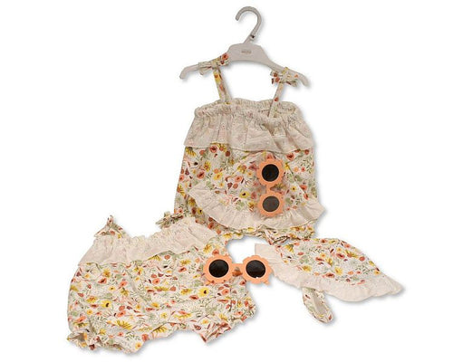 Baby Girls 2 pcs Romper Set with Sunglasses - Wild Flowers (0-9 Months) (PK6) Bis-2120-6353