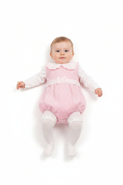 Baby Girls Short Romper with Lace and Bows  (PK6) (NB-6) BIS-2020-2569
