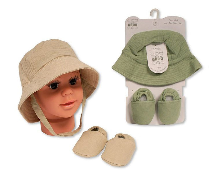 Baby Sun Hat and Booties Set (0-12m) (PK6) Bw-0503-0635