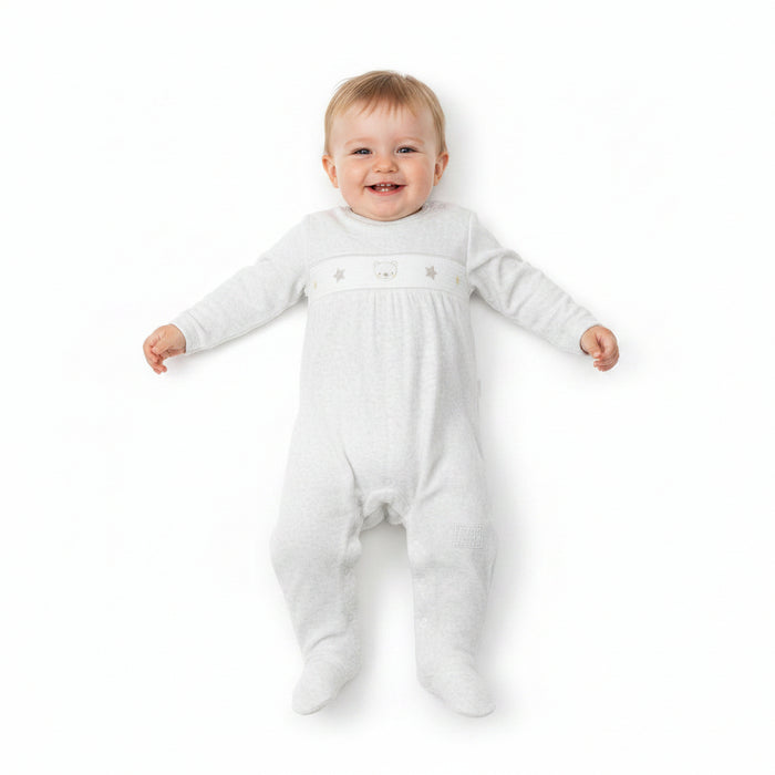 Baby Velour All in One - Grey Smocked (0-9M) (PK6) M15973