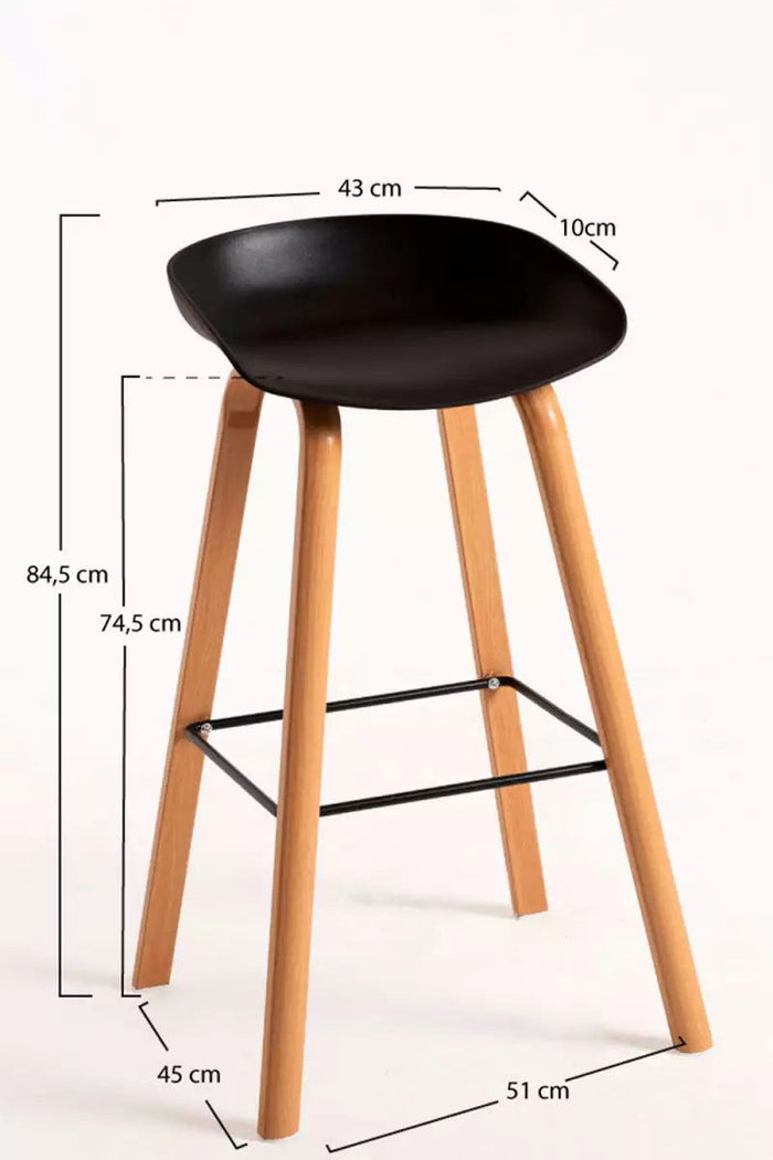 Bar Metal Stool Made in Metal Base Frame Legs and Seat in Plastic for Shop & Home -