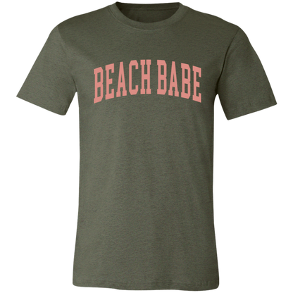 Beach Babe Varsity graphic t-shirt in Heather Military Green