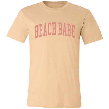 Beach Babe Varsity graphic t-shirt in Heather Sand Dune
