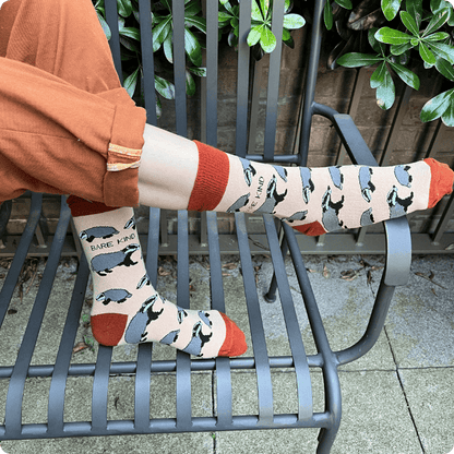 model wearing Badger bamboo socks