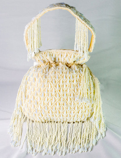 Beige Raw Silk Hand Embellished Potli
