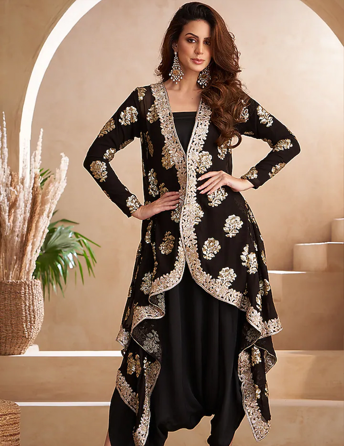 Black Sequinced Jacket Set
