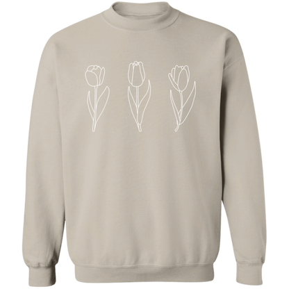Blooming Tulips crewneck sweatshirt in Sand