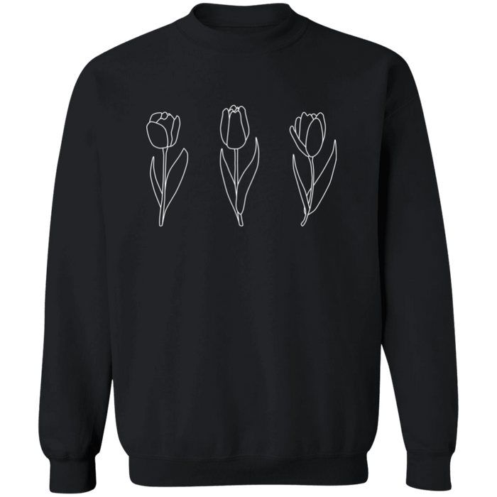 Blooming Tulips crewneck sweatshirt in Black