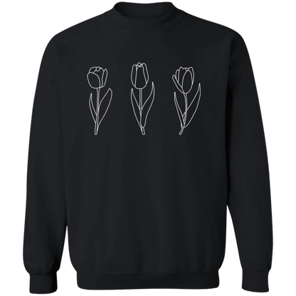 Blooming Tulips crewneck sweatshirt in Black