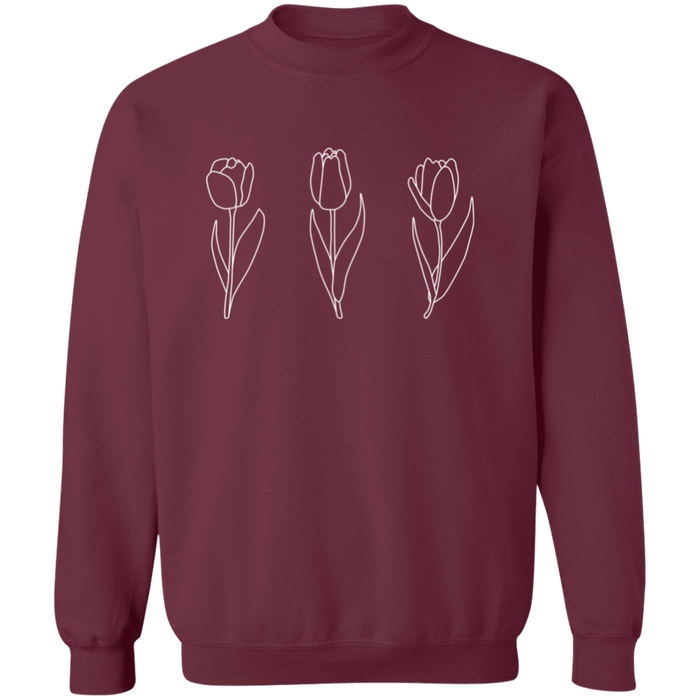 Blooming Tulips crewneck sweatshirt in Maroon