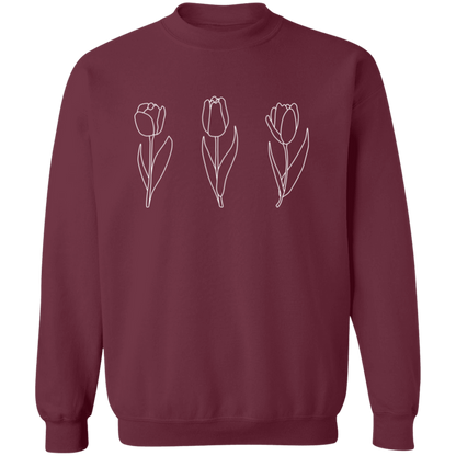 Blooming Tulips crewneck sweatshirt in Maroon