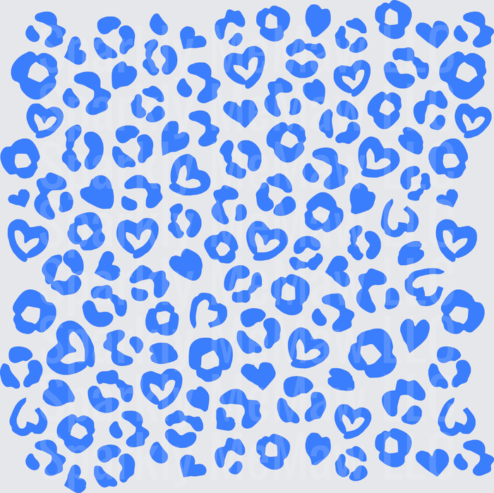 Blue Leopard Heart Print Pattern 10x10 inch sheet
