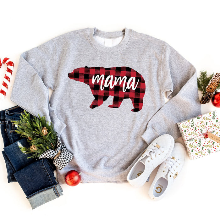 Buffalo Plaid Mama Bear crewneck sweatshirt