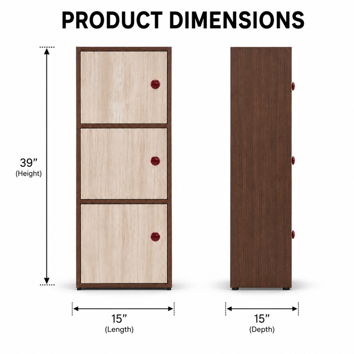 Cabinet with space‑saving storage unit ideal for kitchen, office or living room décor.
