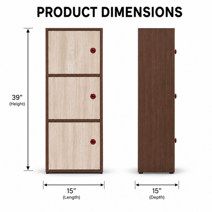 Cabinet with space‑saving storage unit ideal for kitchen, office or living room décor.