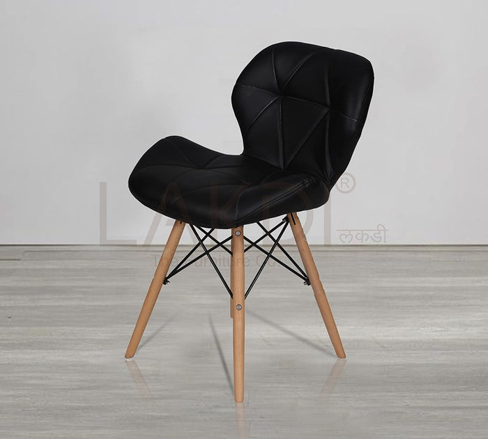 Cafe Chair With Medium Back Wooden Legs Base -